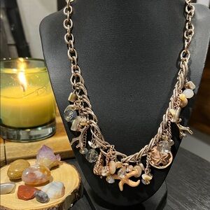 Elegant RoseGold seaside beach cottage chunky chain Charm Necklace New